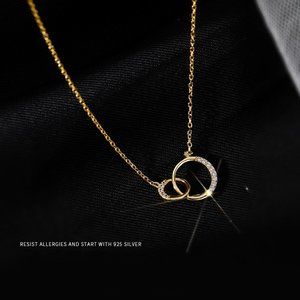 14k Gold Linked Circle Necklace, Interlocking Circles Necklace, Bridesmaids Gift